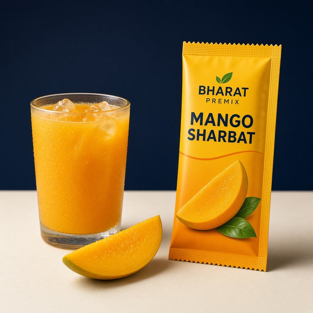 Mango sharbat premix sachets for business beverage service